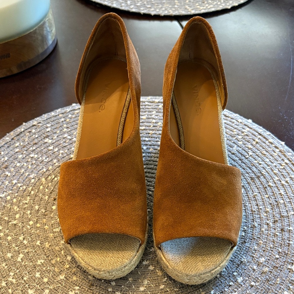 Vince Women's Brown Suede Espadrille Wedges